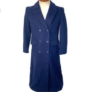 Vintage Pendleton Women’s Wool Navy Double Breasted Trench Coat USA Made Size 6